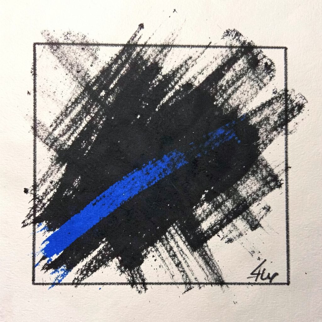 A dramatic charcoal sketch of camera flashes blooming in a stadium crowd, dark navy and silver, capturing a game-day moment.